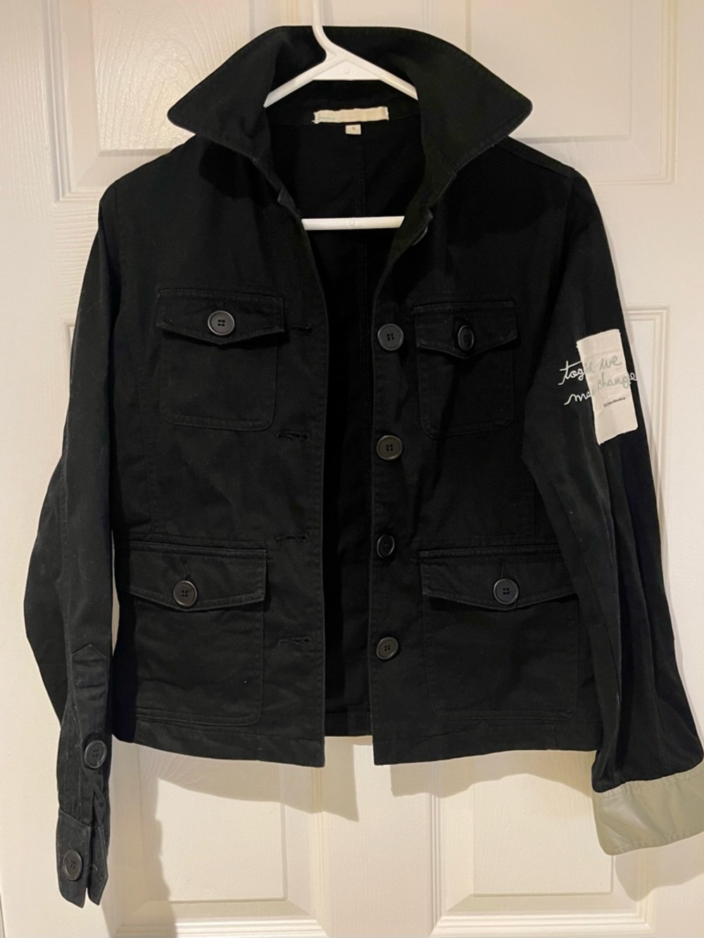 Sz S lifetimecollective black stylish 100% cotton jacket with one cuff beige